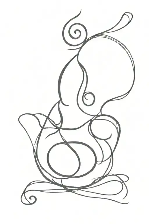 unalome tatto with om symbol intertwined but discrete/ dainty  tattoo design idea