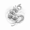 small subtle and delicate cursive letter M, and from the letter come small pink and light blue orchids and on the side a tattoo design idea
