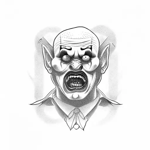 thick line clown angry tattoo design idea
