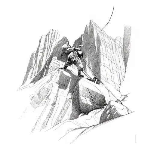 rock climber in the mountains tattoo design idea
