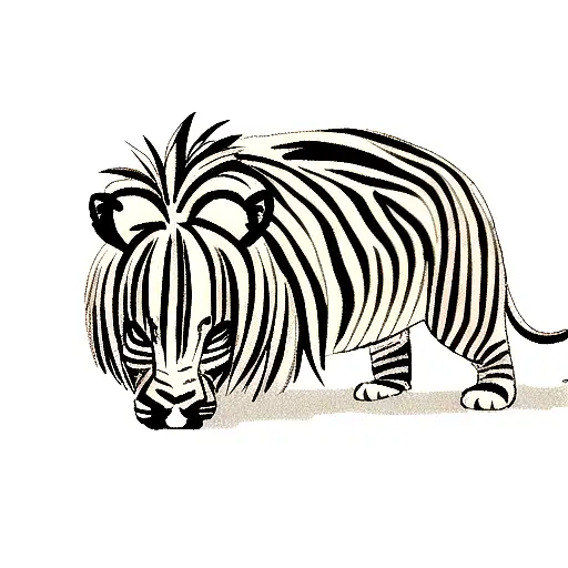 lion eating zebra tattoo design idea