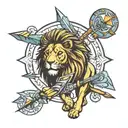 lion and dart tattoo design idea
