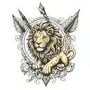 lion and dart tattoo design idea