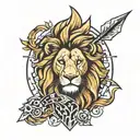 lion and dart tattoo design idea