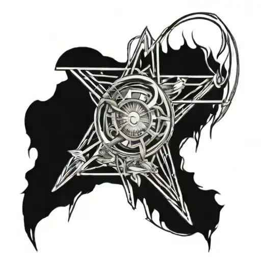 create tattoo with rays and lines style from the music video waiting for the end by the band Linkin Park tattoo design idea