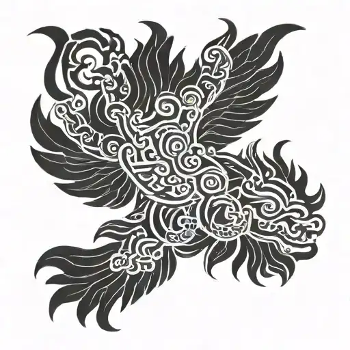 In ancient legends, the ancestor of flying creatures, Yujia, possesses a majestic and mysterious form, protecting all li tattoo design idea