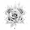 A dark and mysterious rose intertwined with a skull tattoo design idea