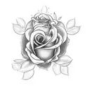 A dark and mysterious rose intertwined with a skull tattoo design idea