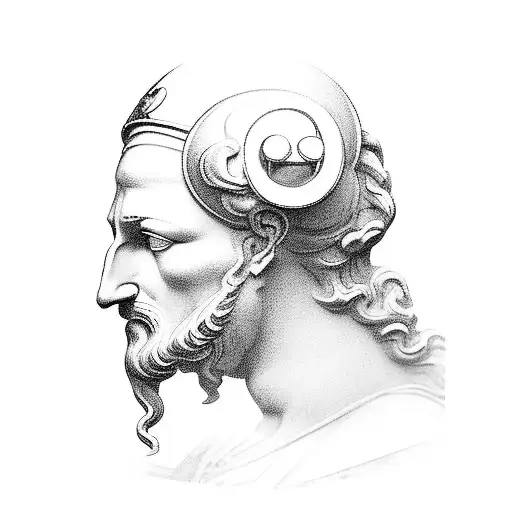  stoic statue in the style of medieval art. The statue should exude an aura of contemplation and resilience, with a back tattoo design idea