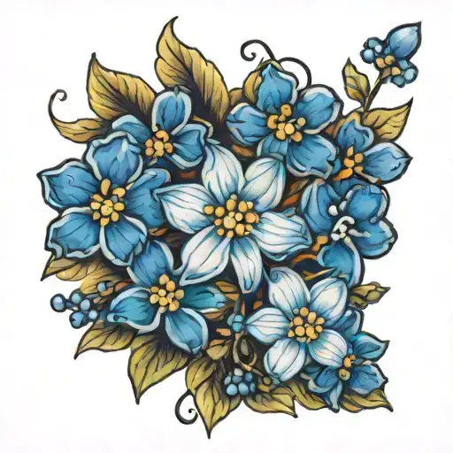 forget me nots tattoo design idea