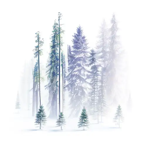 evergreen forest tattoo design idea