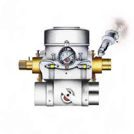steam pressure gauge and boiler tattoo design idea