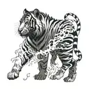 tiger walking tattoo design idea