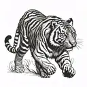 tiger walking tattoo design idea