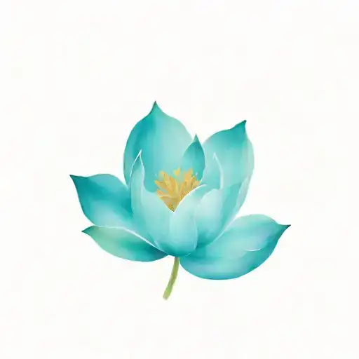 mini blue lotus flower growing tattoo design idea