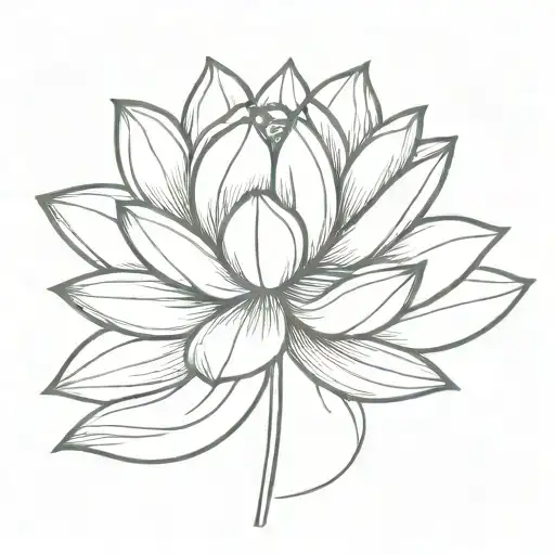 blue lotus flower growing tattoo design idea