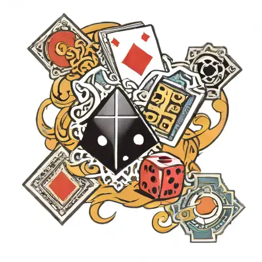 dice money and cards tattoo design idea
