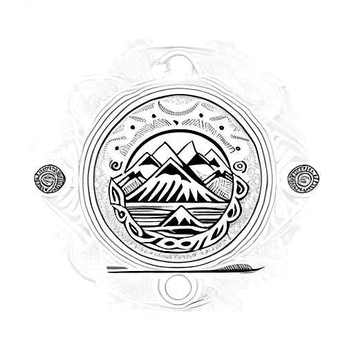 Bracelet with mountain and ocean symbols tattoo design idea