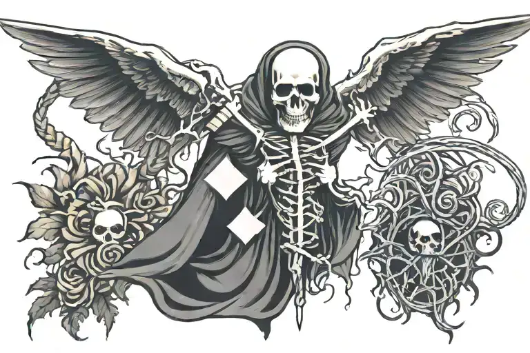 ems star of life with grim reaper tattoo design idea