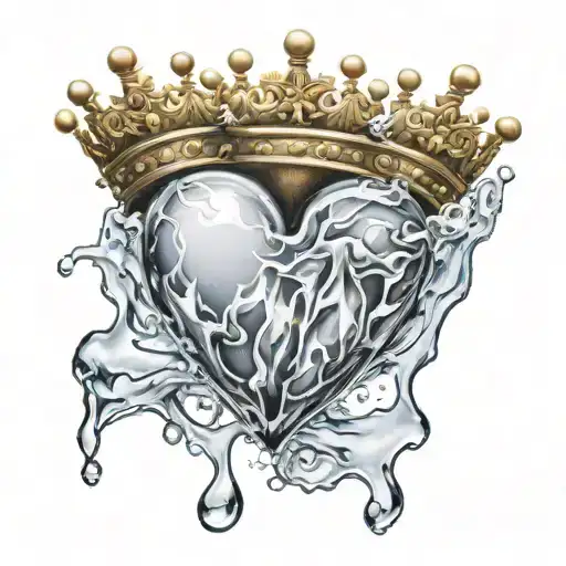 heart and ice with crown made tattoo design idea