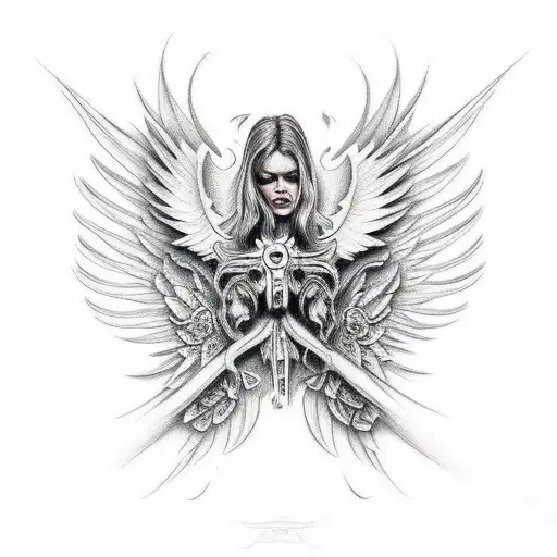fallen angel tattoo design idea