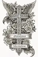 memorial with name and crosses tattoo design idea