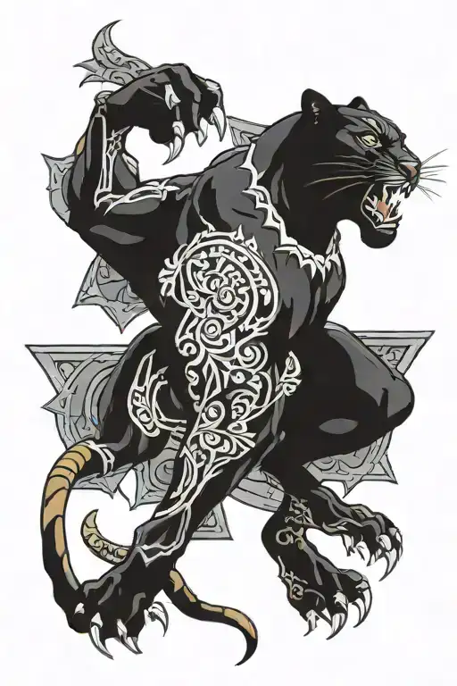 black panther arm sleeve tattoo design idea