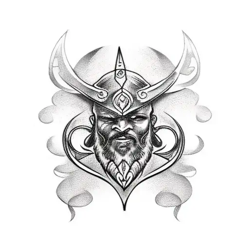 shoulder viking tattoo with 2 crows tattoo design idea