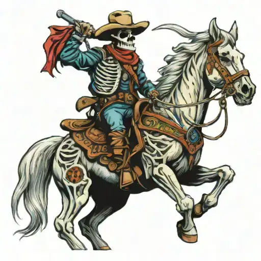 skeleton cowboy riding a horse tattoo design idea