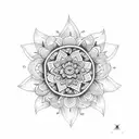 Dotwork mandala design incorporating elements of Mexican folk art and fuchsia bougainvilleas tattoo design idea