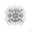 Dotwork mandala design incorporating elements of Mexican folk art and fuchsia bougainvilleas tattoo design idea