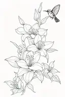Flowers, leaves, bee, butterfly, cardinal, rose, lily, daffodils tattoo design idea