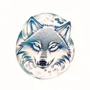 A wolf howling at a moon-shaped video game controller tattoo design idea