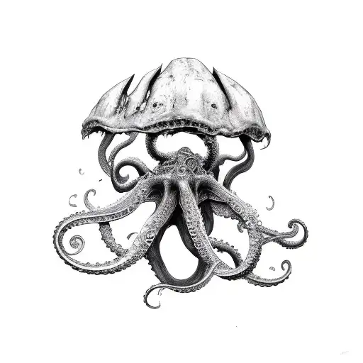 kraken reaching through surface tattoo design idea