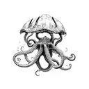 kraken reaching through surface tattoo design idea