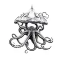 kraken reaching through surface tattoo design idea
