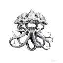 kraken reaching through surface tattoo design idea