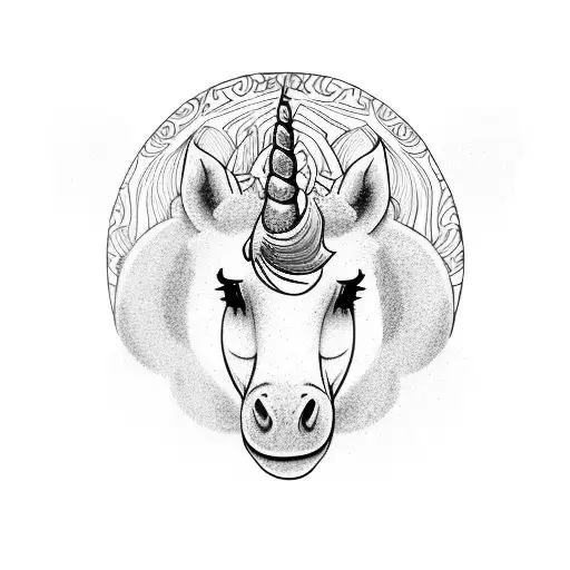 Unicorn farting rainbow tattoo design idea