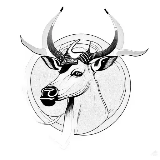 Eland with text "Sarirambi" tattoo design idea