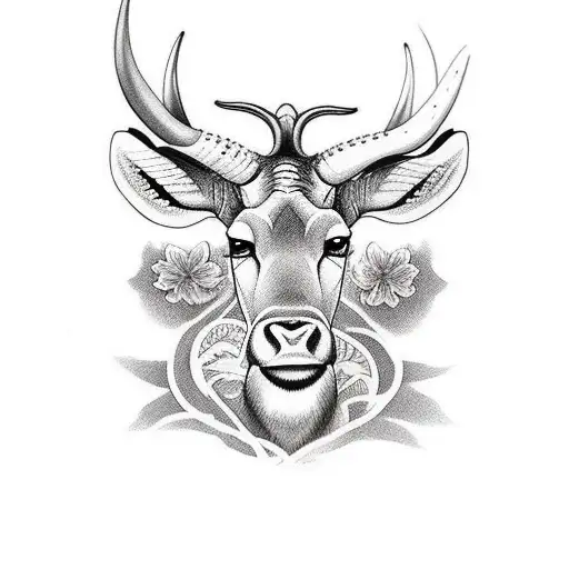 Eland with text "Sarirambi" tattoo design idea