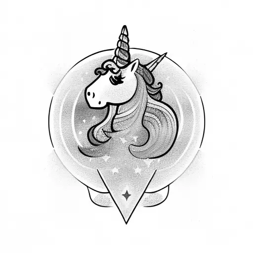 Unicorn farting rainbow tattoo design idea