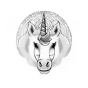 Unicorn farting rainbow tattoo design idea