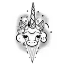 Unicorn farting rainbow tattoo design idea