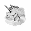 Unicorn farting rainbow tattoo design idea