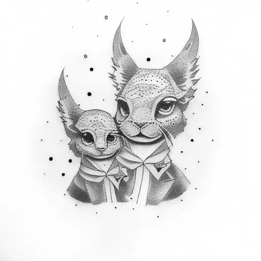 father and mother and 4 children tattoo design idea