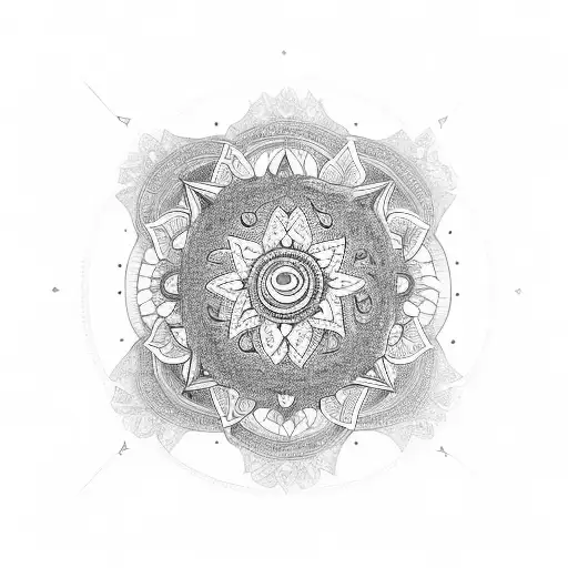 A mandala design incorporating elements of karma and the passage of time tattoo design idea
