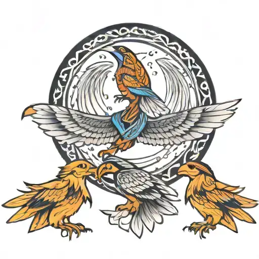 indigenous band with 4 birds flying tattoo design idea