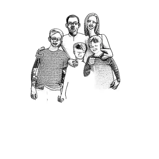 a family posing for a picture tattoo design idea