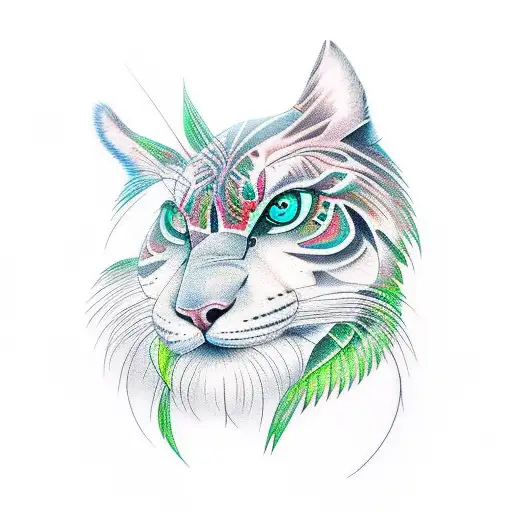 RAINFOREST scenery colourful animals tattoo design idea