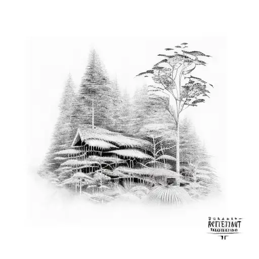 RAINFOREST scenery tattoo design idea